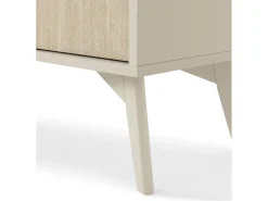 Librería: Beige Arena / Espiga Escandinava, patas de madera, 80 x 160 x 38 cm