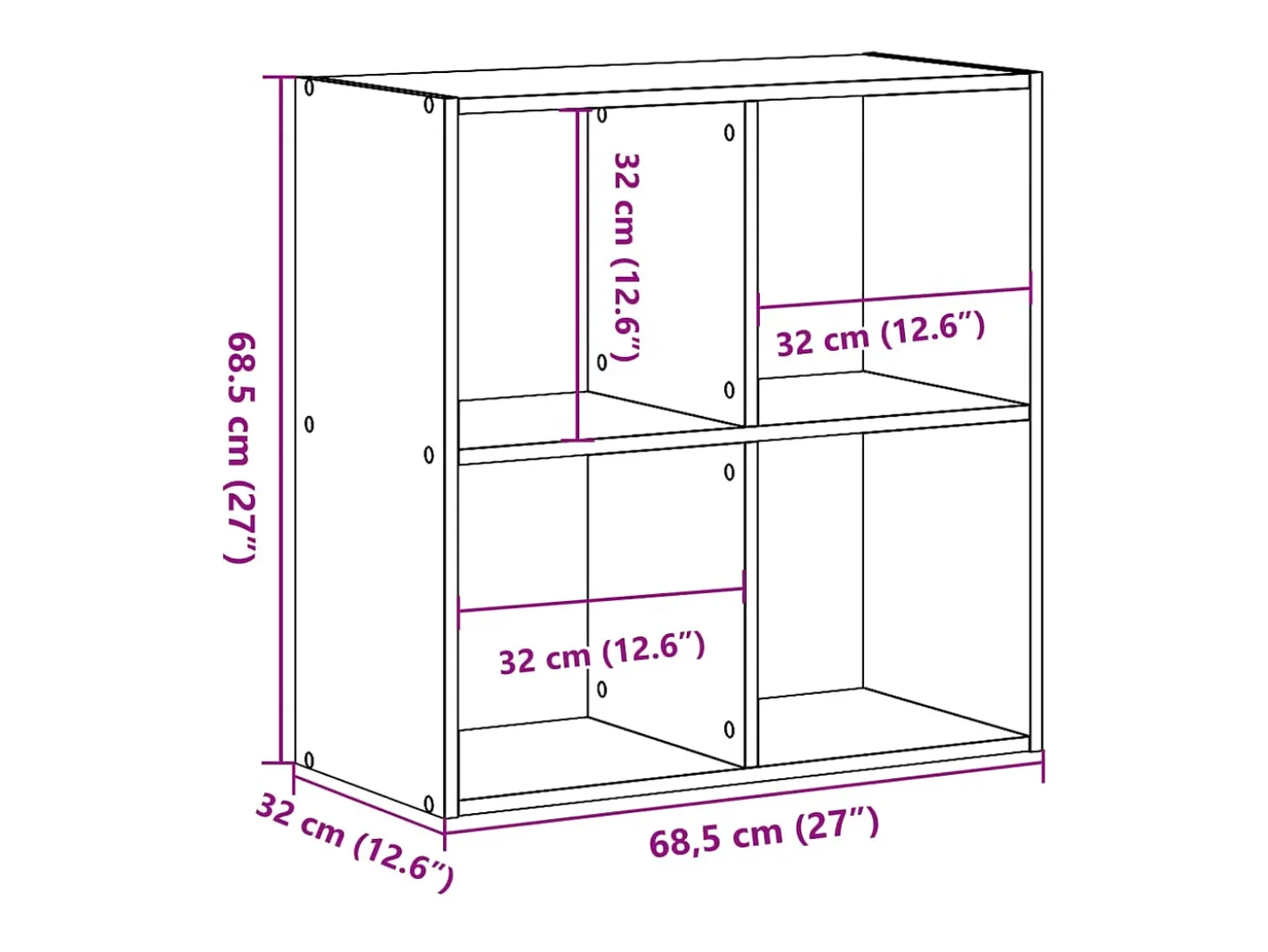 Librería blanca 68,5x32x68,5 cm madera contrachapada
