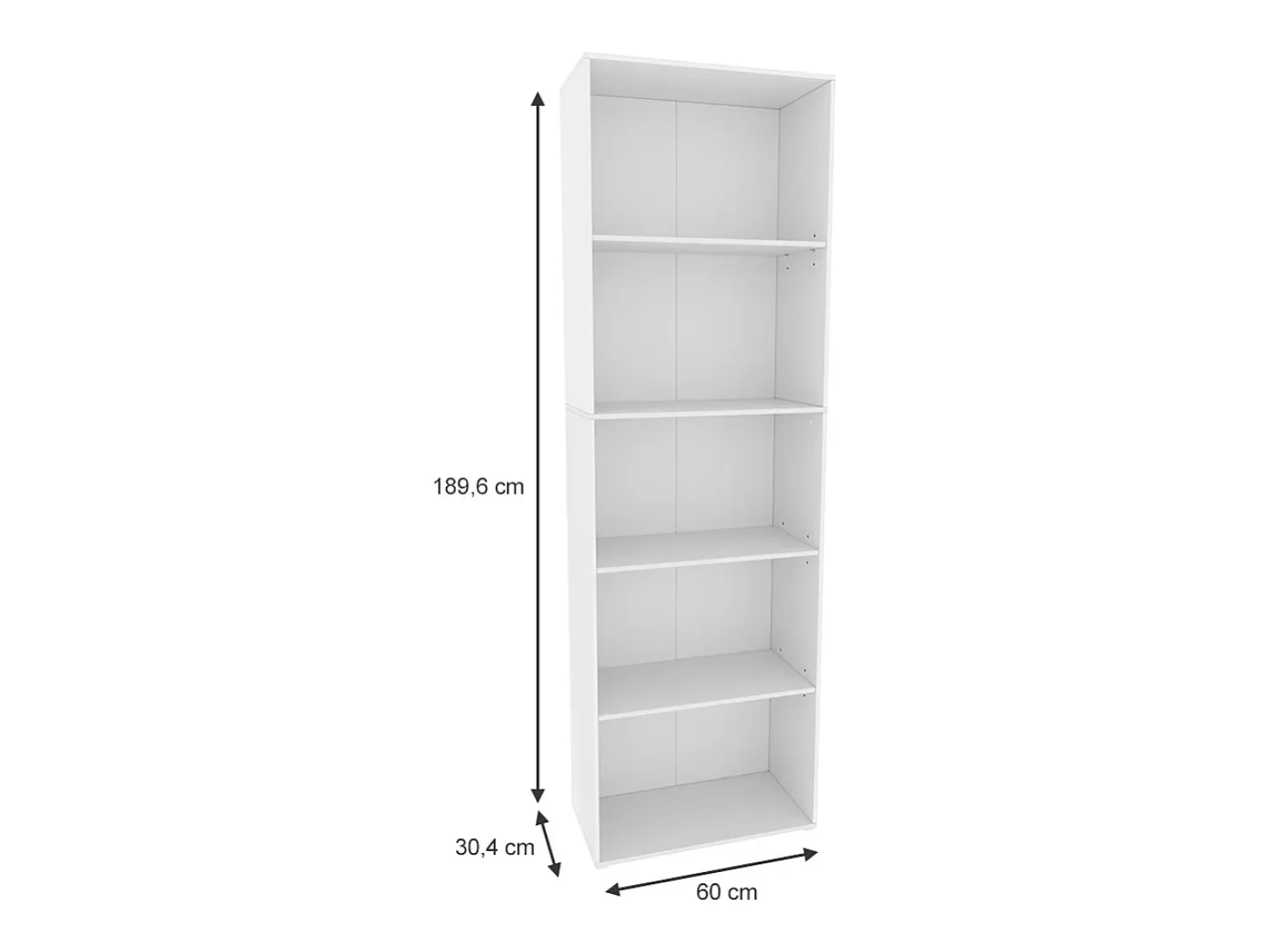 Librería blanco 60x30.4x190 bob