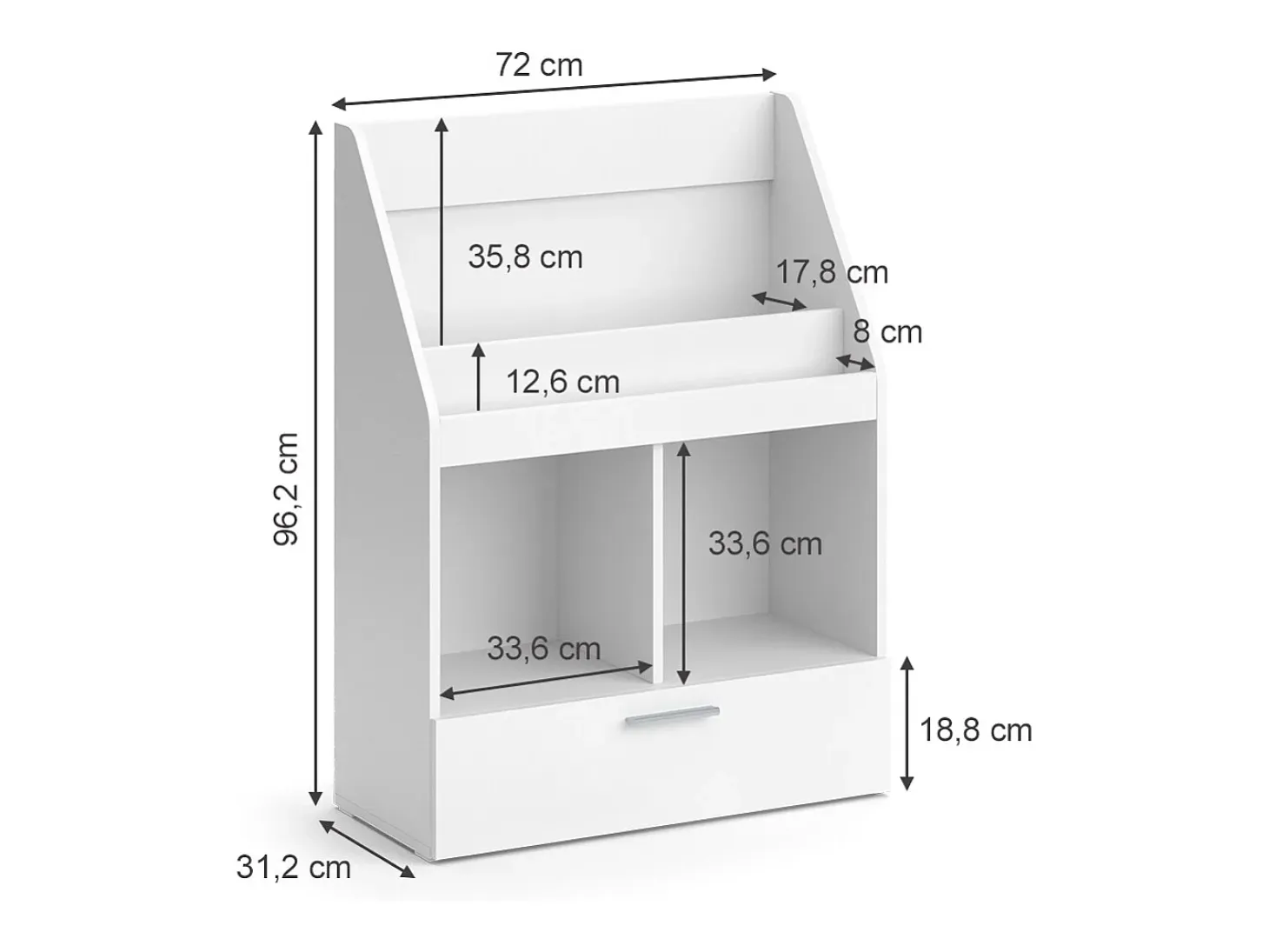Librería blanco 72x31.2x96.2 luigi