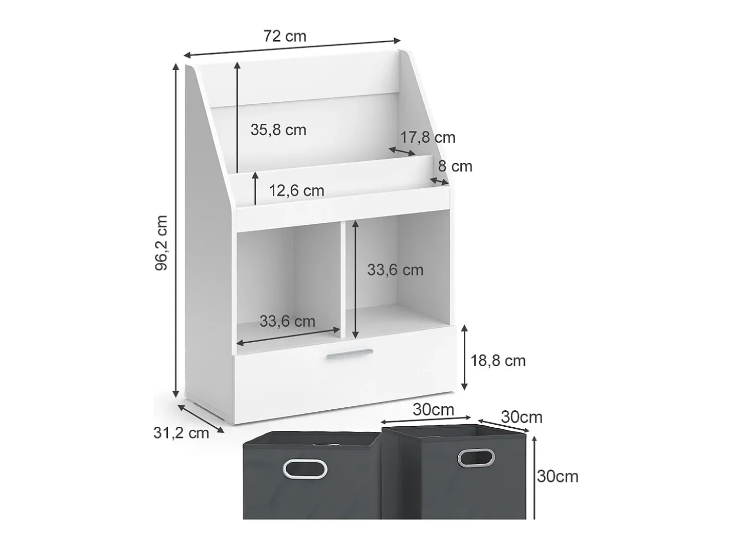Librería blanco 72x31.2x96.2 luigi