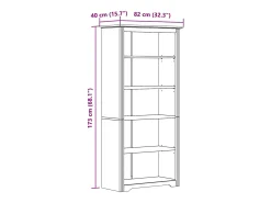 Librería BODO 5 estantes madera maciza pino blanco 80x38x180 cm