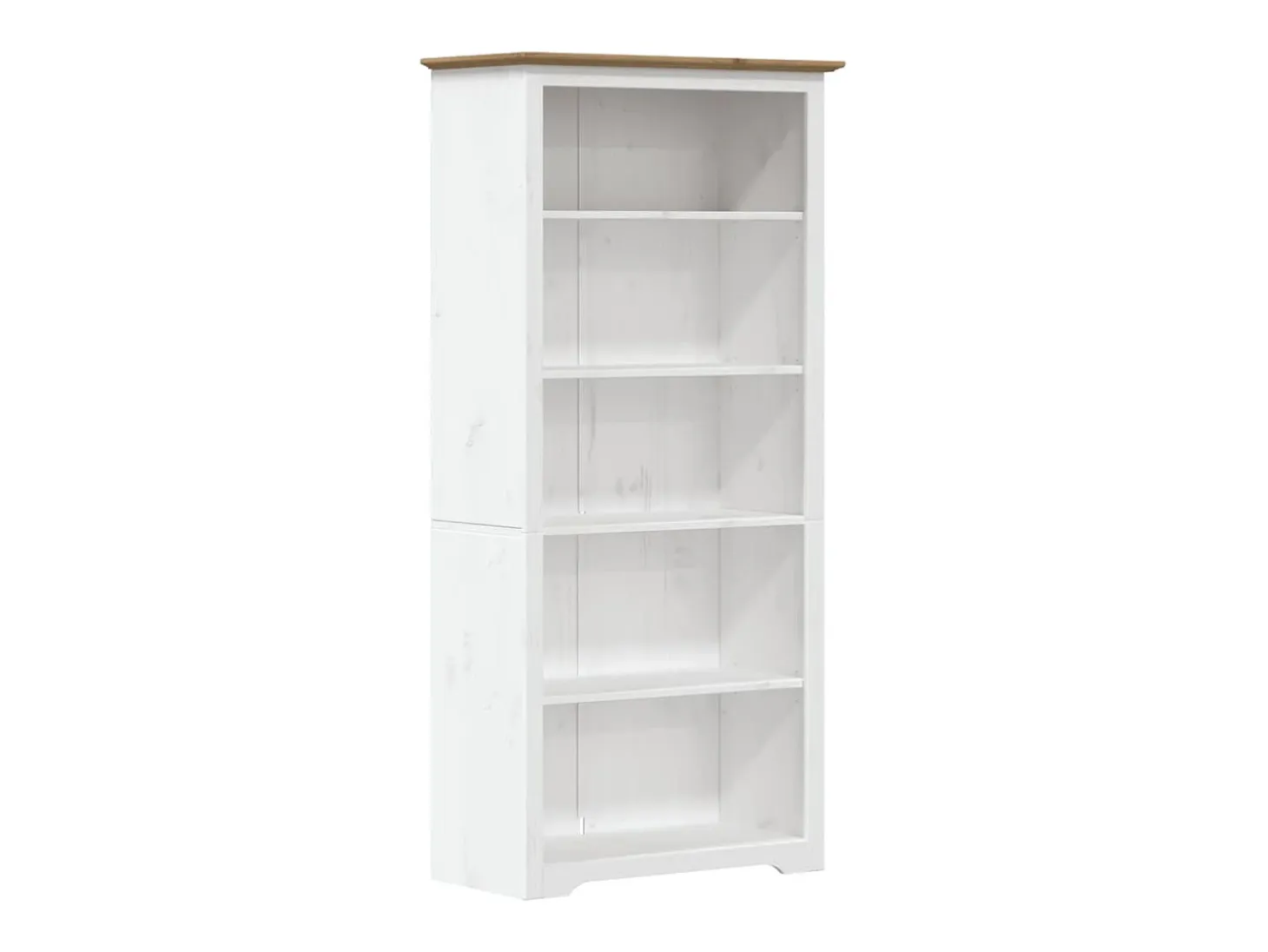 Librería BODO 5 estantes madera maciza pino marrón 80x38x180 cm