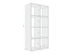 Librería con 8 compartimentos – color: cachemira – 147 × 74 × 30 cm, vertical u horizontal