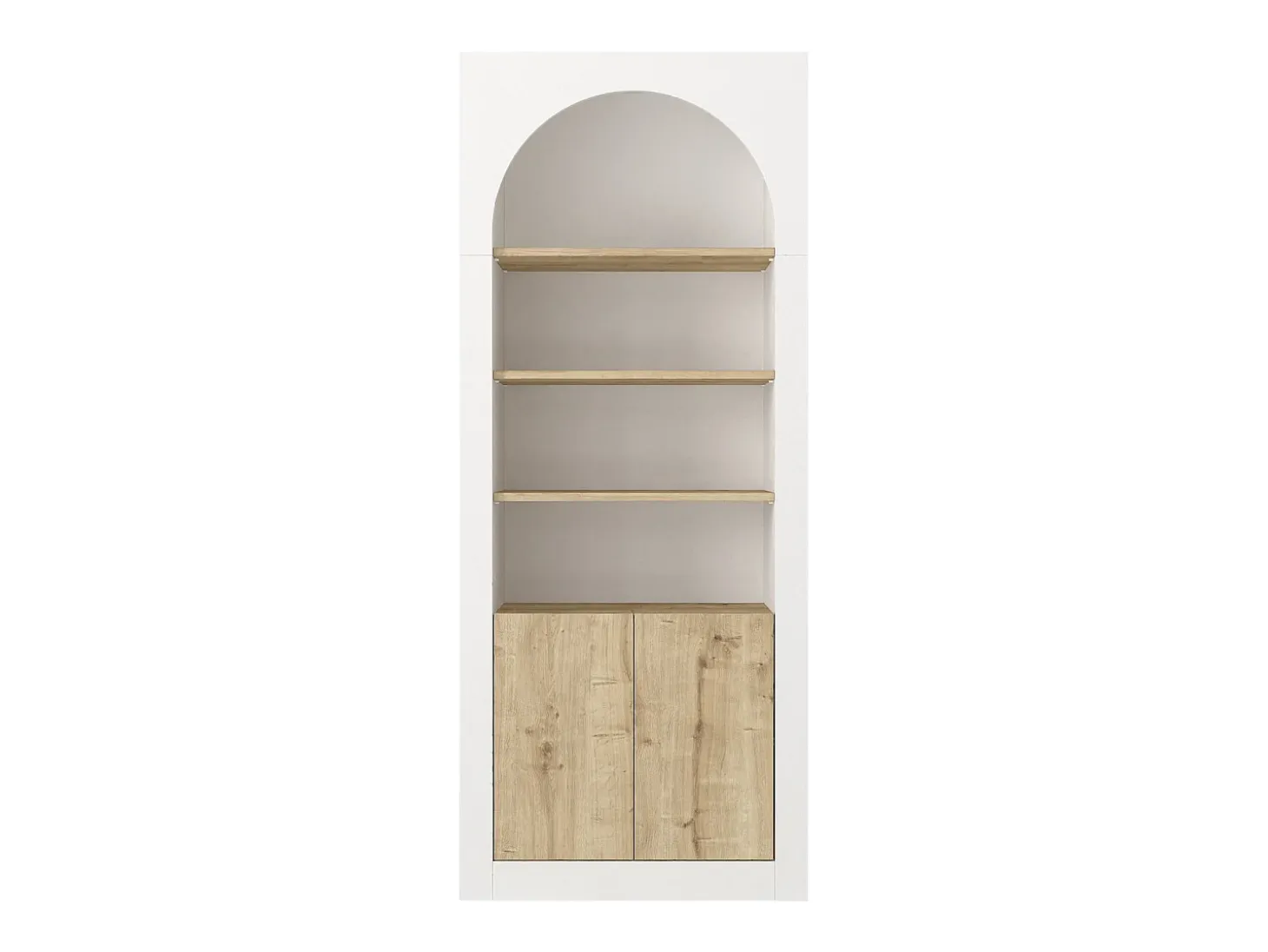 Librería con 4 huecos y 2 puertas - Blanco y natural claro - CYMORA