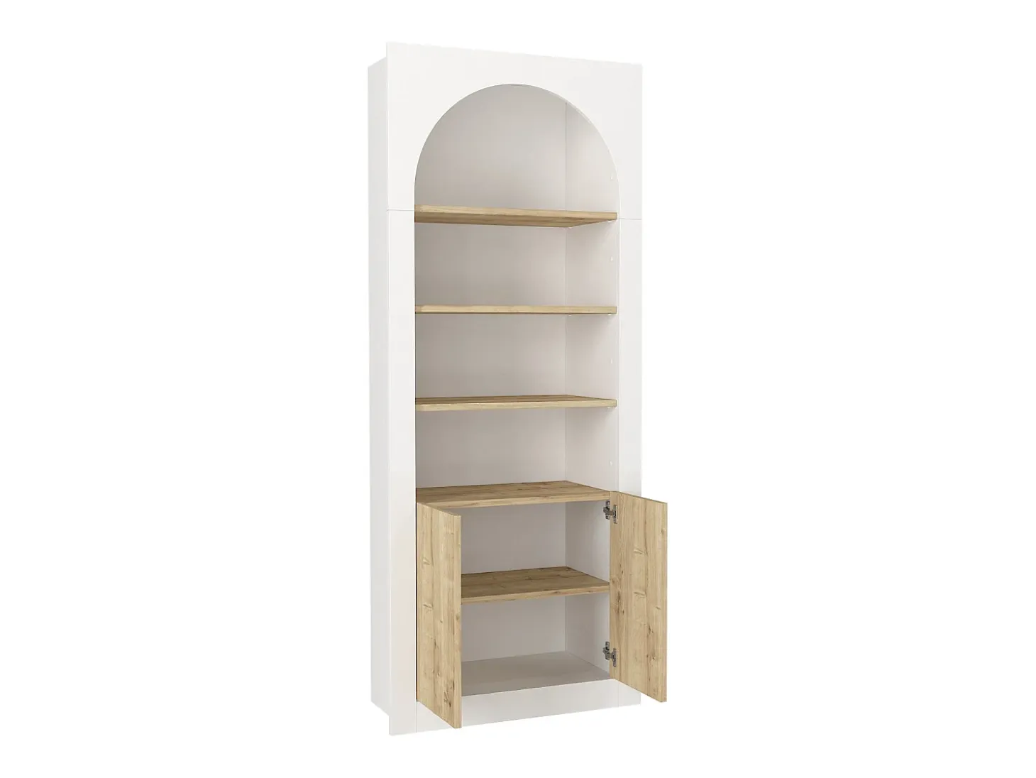 Librería con 4 huecos y 2 puertas - Blanco y natural claro - CYMORA