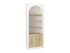 Librería con 4 huecos y 2 puertas - Blanco y natural claro - CYMORA
