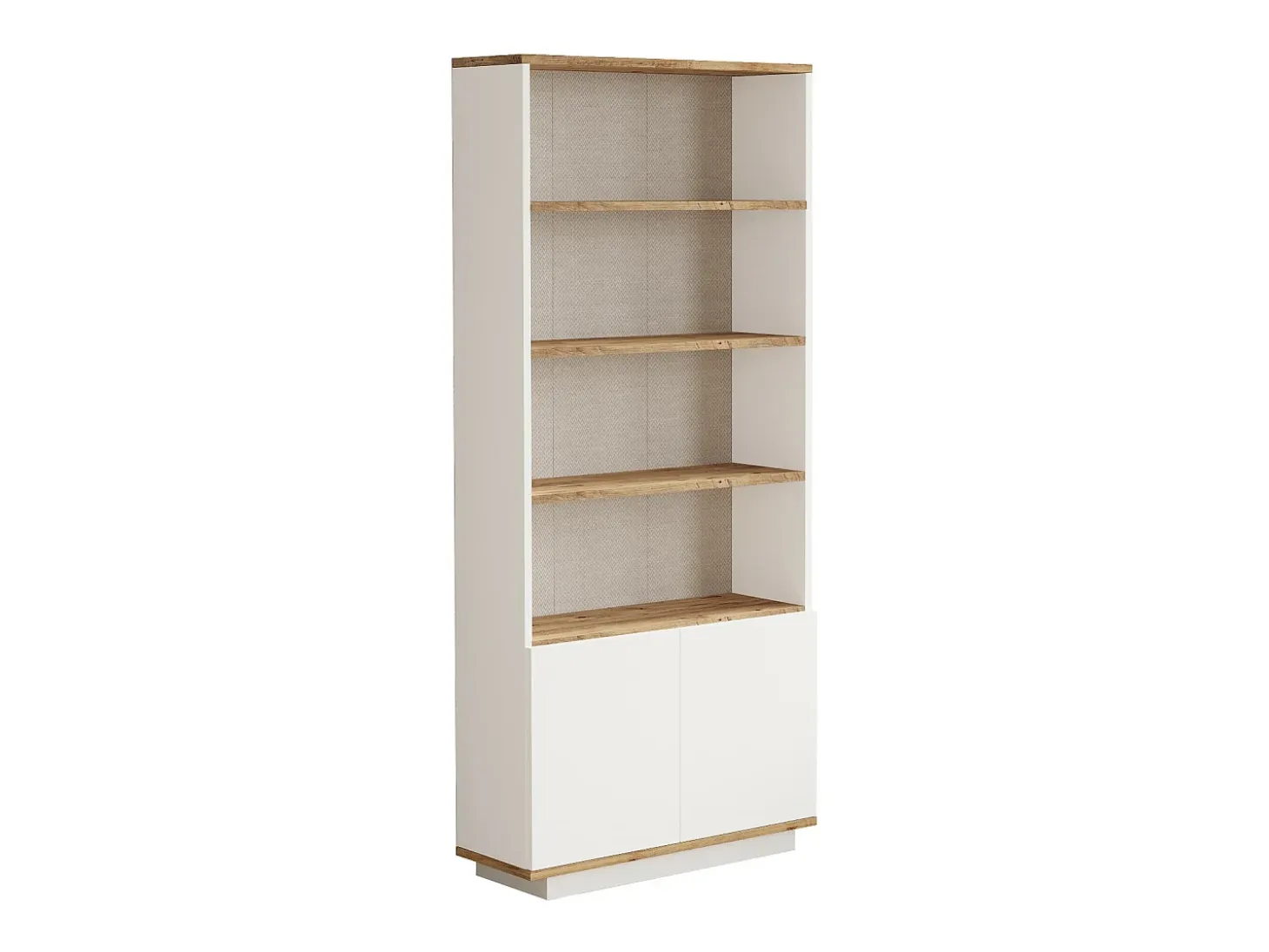 Librería con 2 puertas y 4 huecos - Blanco y natural - LOTULA