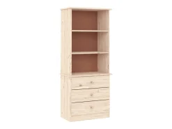 Librería con cajones ALTA madera maciza de pino 60x35x142 cm