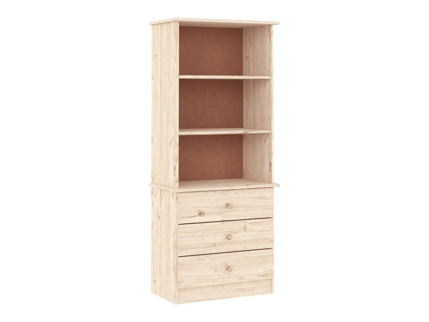 Librería con cajones ALTA madera maciza de pino 60x35x142 cm