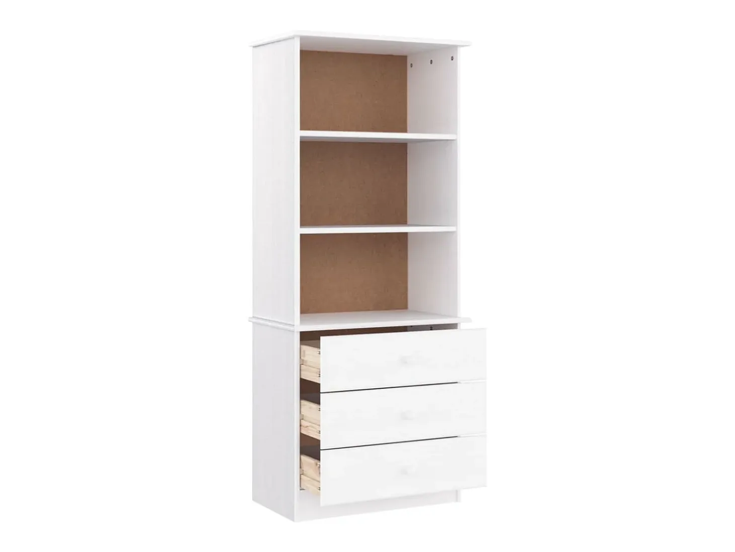 Librería con cajones ALTA madera de pino blanco 60x35x142 cm