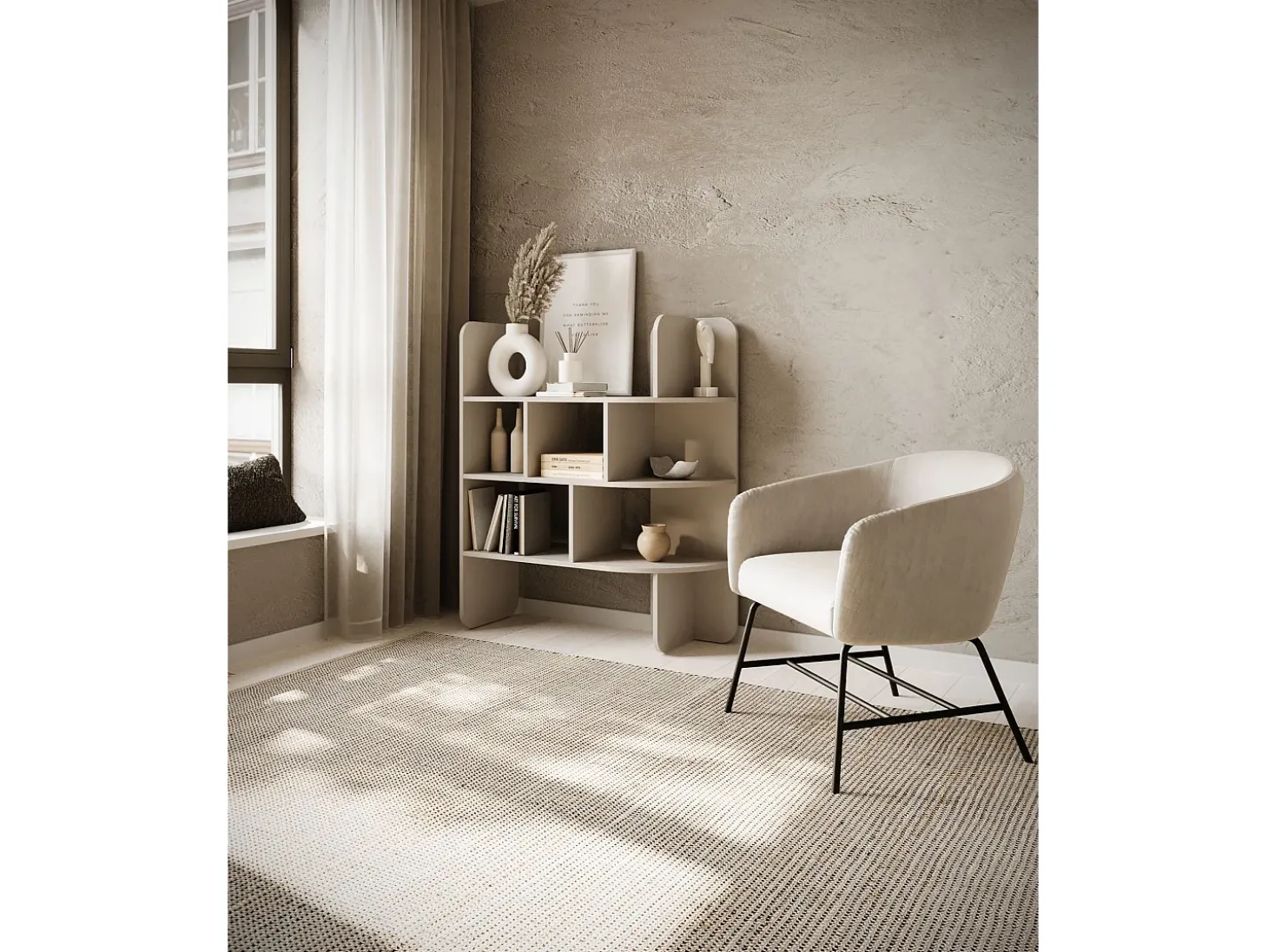 Librería con estantes abiertos – 120 cm – Beige – CONTLE