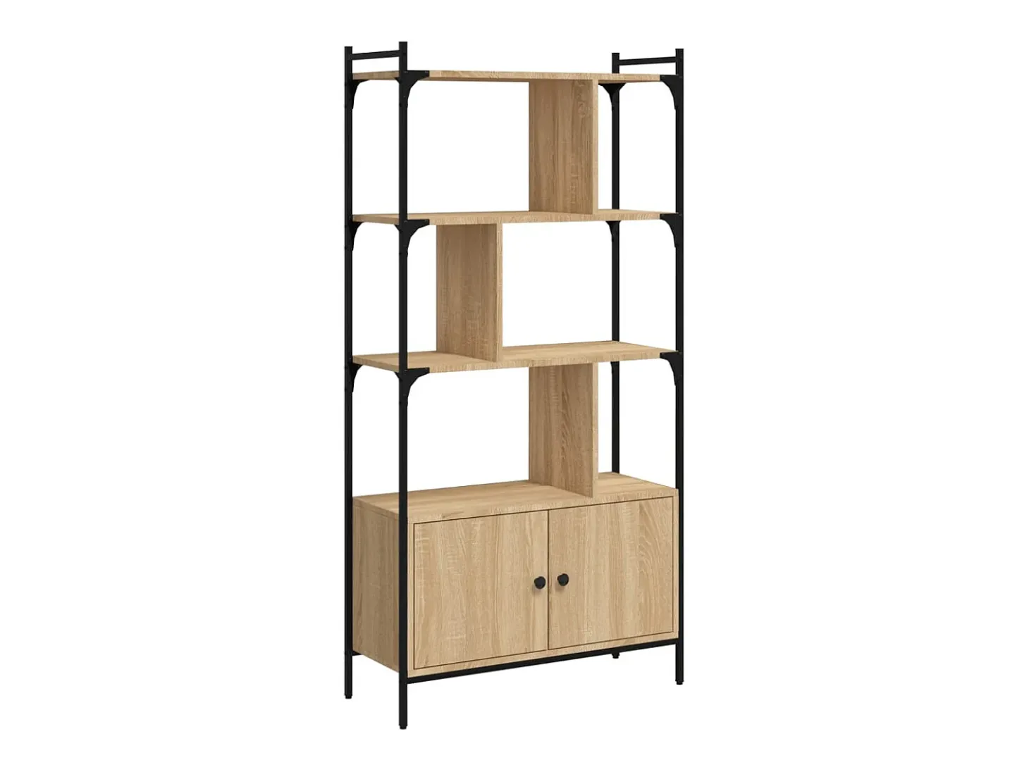 Librería con puertas roble Sonoma 76,5x30x154,5 cm madera de ingeniería