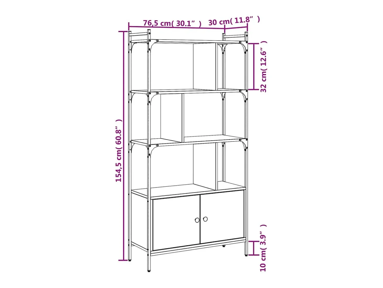 Librería con puertas roble Sonoma 76,5x30x154,5 cm madera de ingeniería