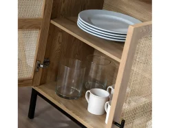 Librería de 6 Compartimentos y 2 Puertas en Ratán Natural H175cm - JAYA