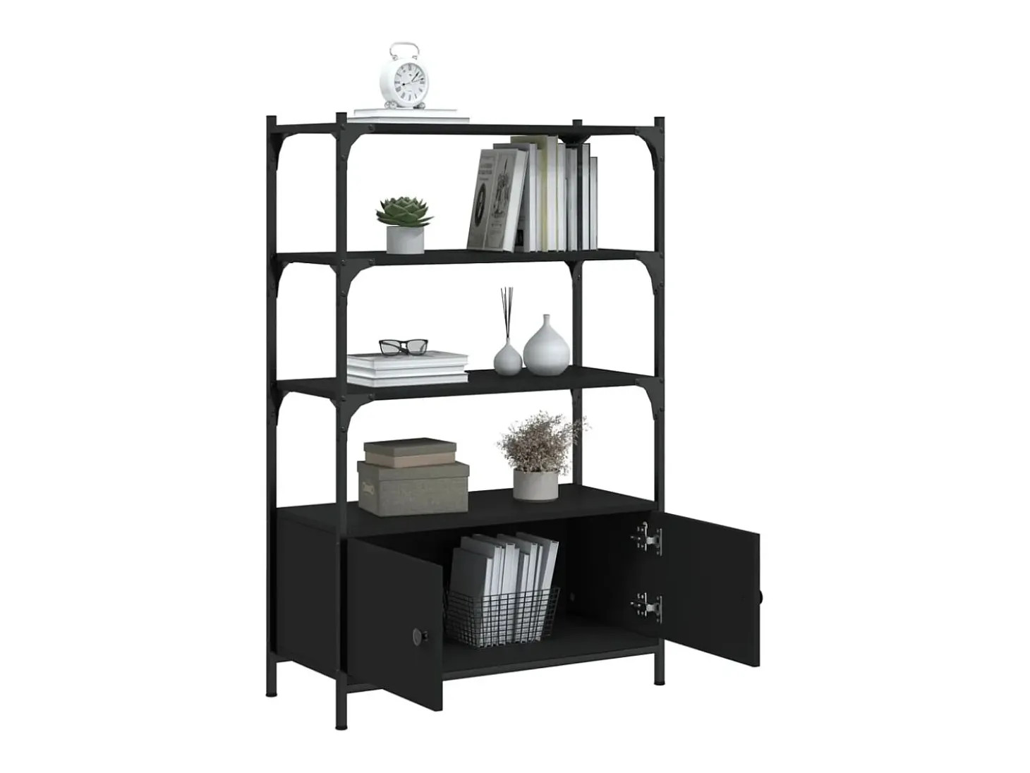 Librería de 3 estantes madera ingeniería negro 70x30x109,5 cm