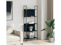 Librería de 5 estantes madera ingeniería negro 60,5x24x166,5 cm