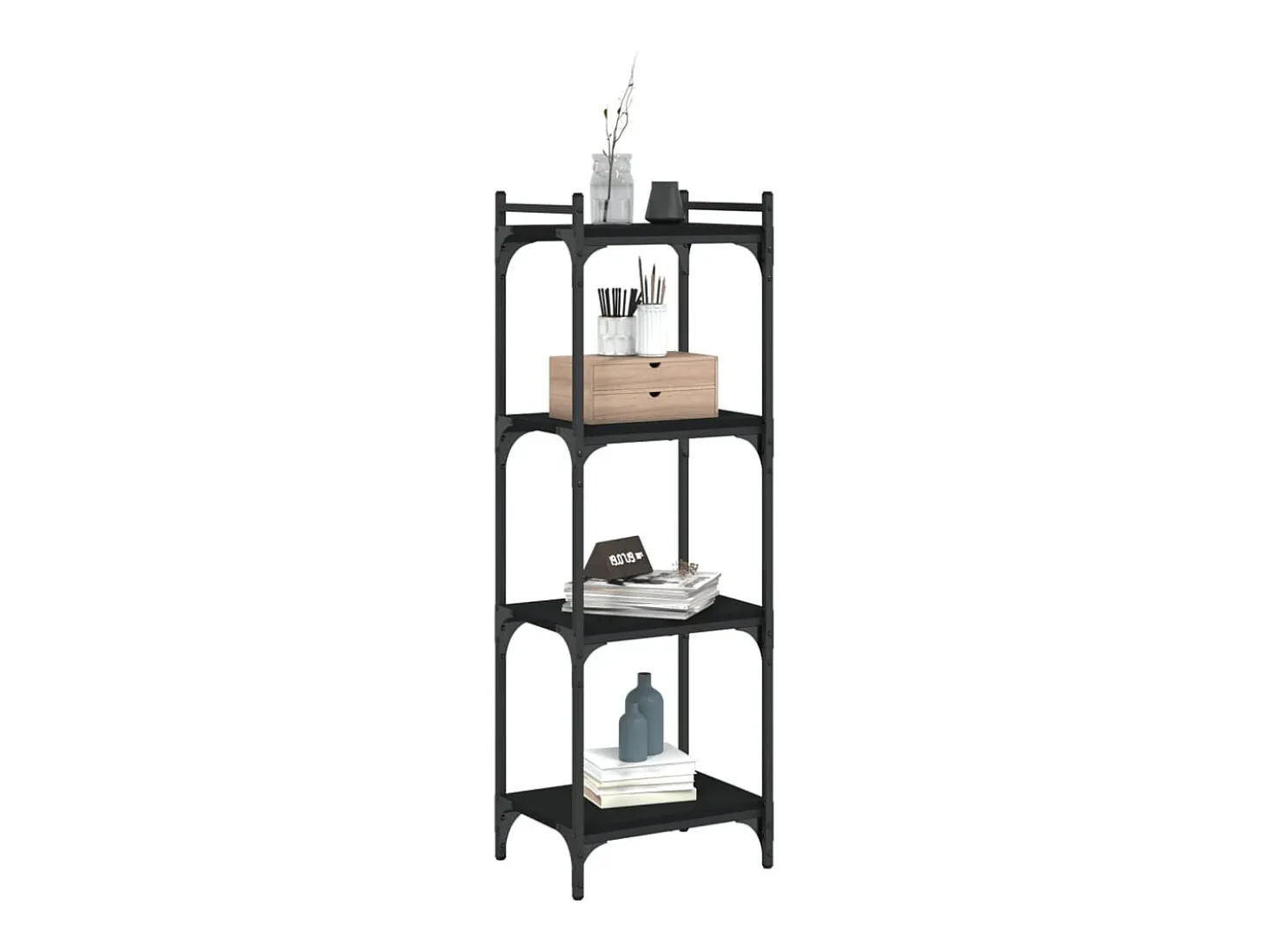 Librería de 4 estantes madera de ingeniería negro 40x30x120 cm