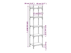 Librería de 5 estantes madera de ingeniería negro 40x30x154 cm