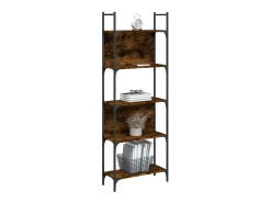 Librería de 5 estantes madera roble ahumado 60,5x24x166,5 cm