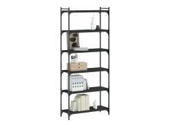 Librería de 6 estantes madera de ingeniería negro 80x30x188 cm
