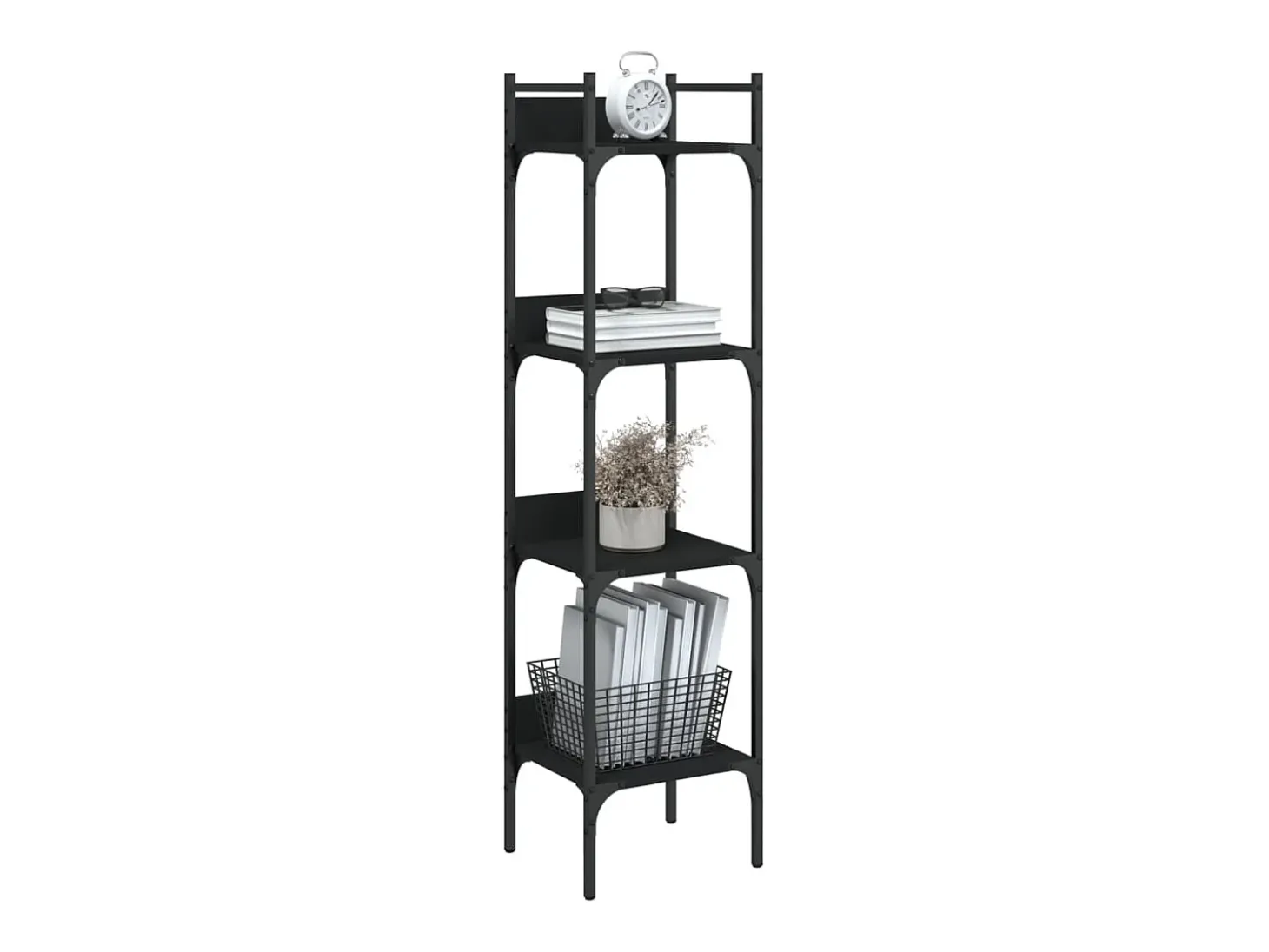 Librería de 4 estantes madera ingeniería negro 35x30x138,5 cm
