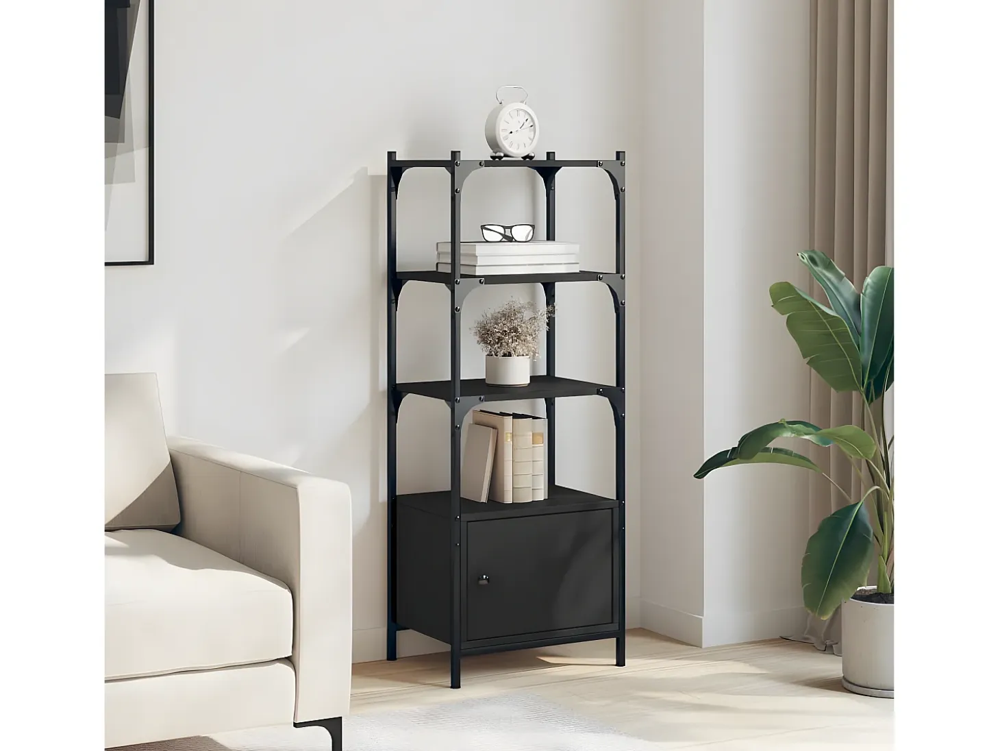 Librería de 3 estantes madera ingeniería negro 41x30x109,5 cm