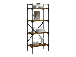 Librería de 4 estantes madera roble ahumado 56x31,5x174 cm
