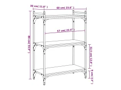 Librería de 3 estantes madera de ingeniería negro 60x30x86 cm
