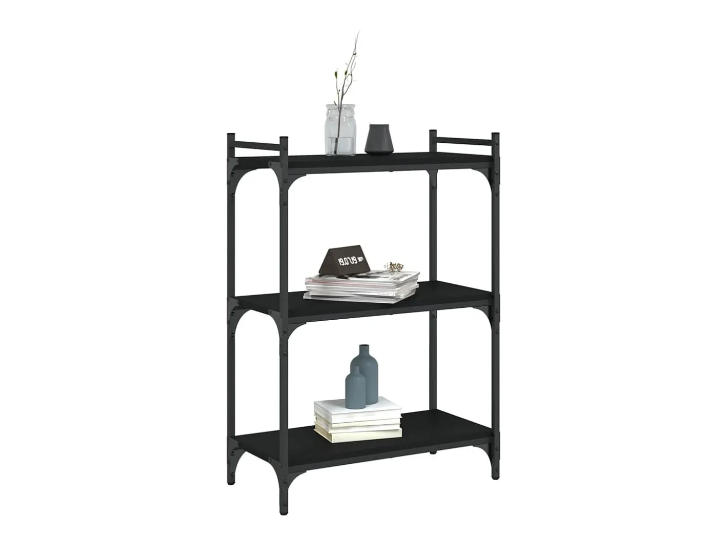 Librería de 3 estantes madera de ingeniería negro 60x30x86 cm