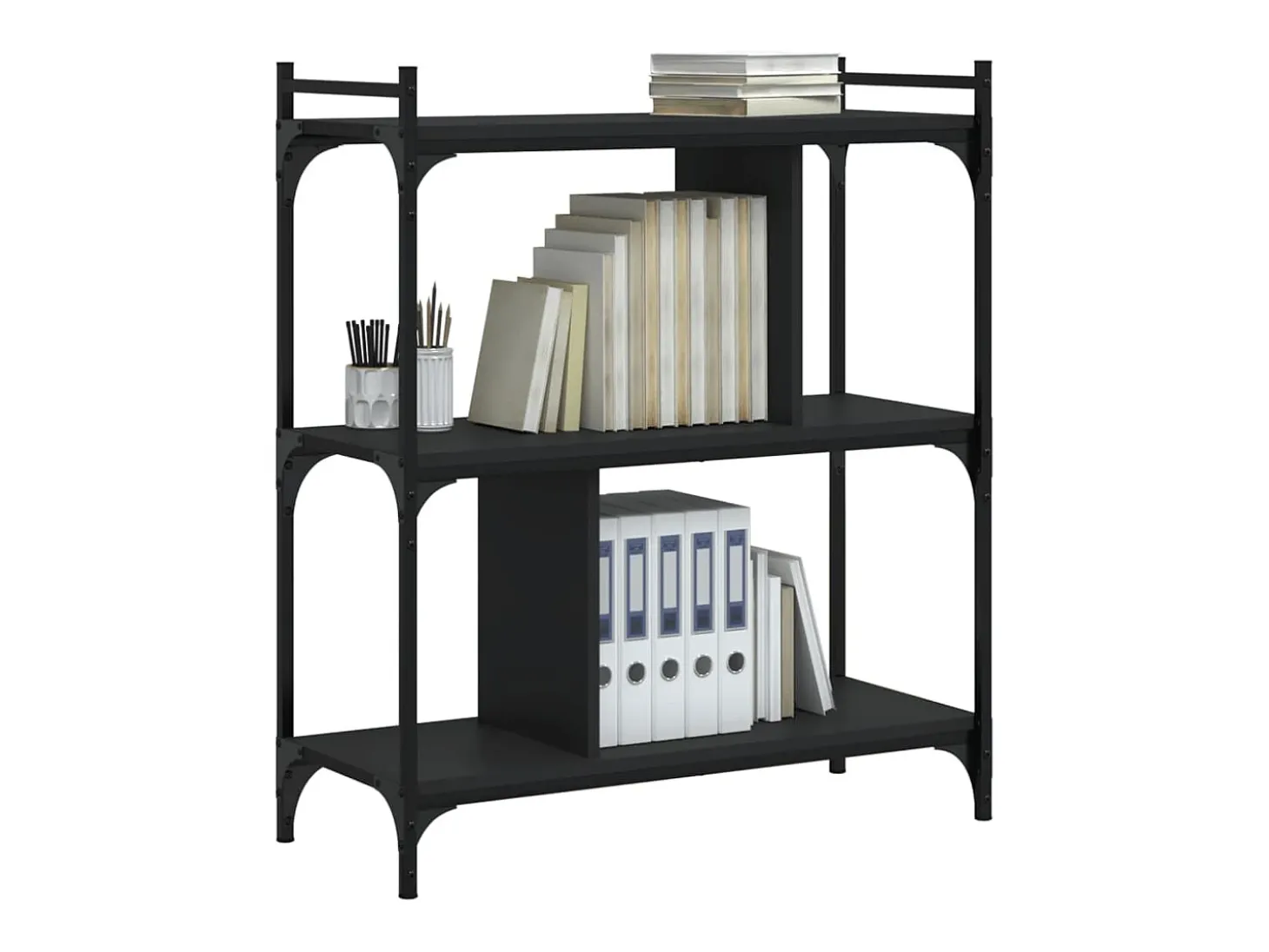Librería de 3 estantes madera de ingeniería negro 76x32x88 cm
