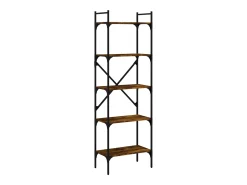 Librería de 5 estantes madera roble ahumado 56x31,5x174 cm