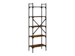 Librería de 5 estantes madera roble ahumado 56x31,5x174 cm