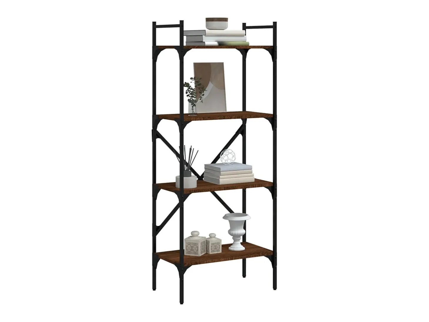 Librería de 4 estantes madera marrón roble 56x31,5x138,5 cm