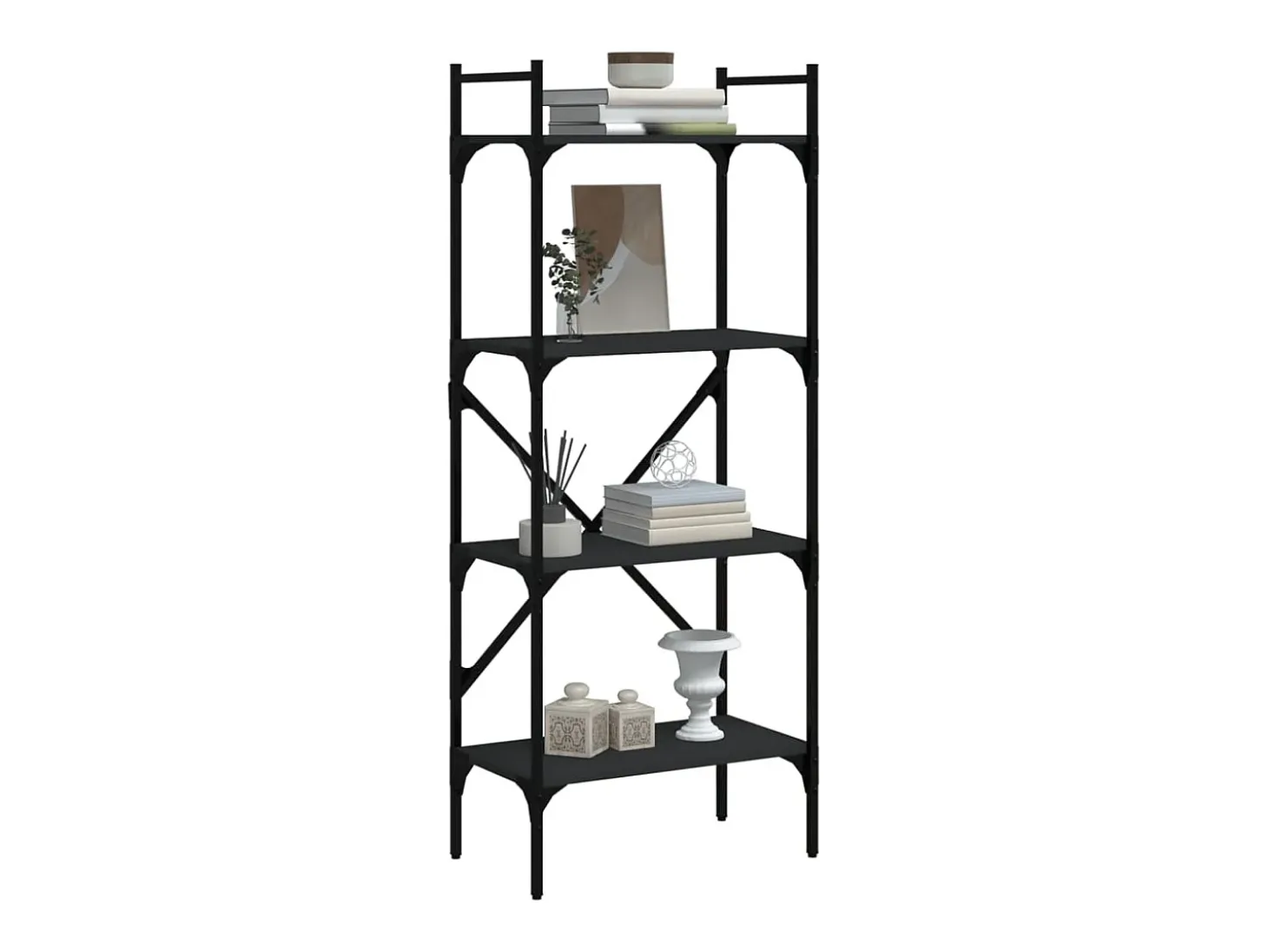 Librería de 5 estantes madera ingeniería negra 56x31,5x138,5 cm