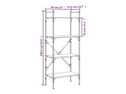 Librería de 5 estantes madera ingeniería negra 56x31,5x138,5 cm