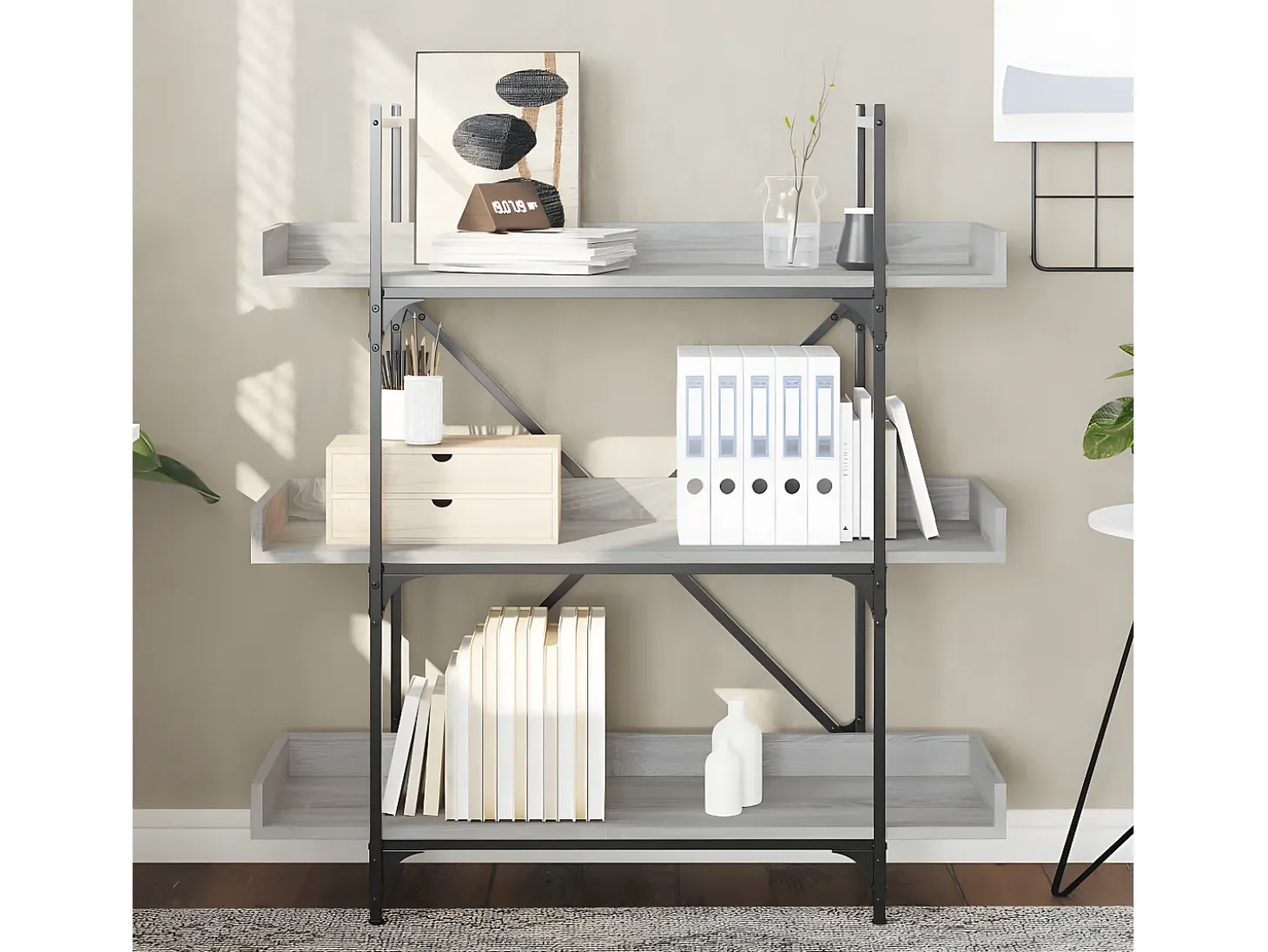 Librería de 3 estantes madera gris Sonoma 100x33x108,5 cm