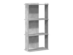 Librería de 3 niveles madera gris hormigón 60x30x120 cm