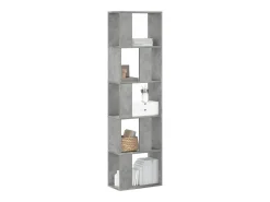 Librería de 5 niveles madera gris hormigón 45x23,5x162,5 cm