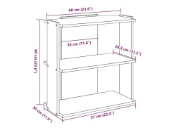Librería de 3 niveles madera gris hormigón 60x30x60 cm
