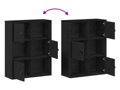 Librería de madera contrachapada roble negro 60x24x76,5 cm