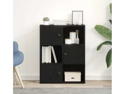 Librería de madera contrachapada roble negro 60x24x76,5 cm