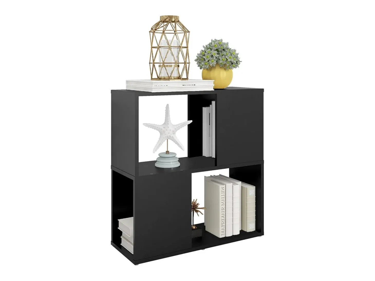 Librería de madera contrachapada negro 60x24x63 cm