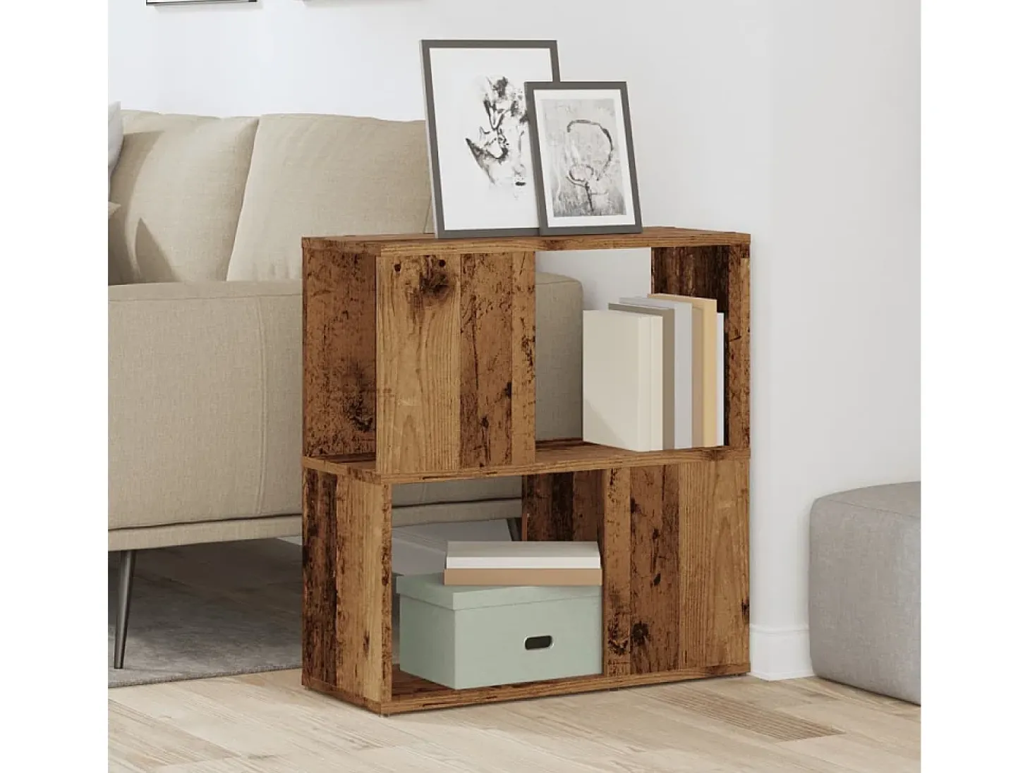 Librería de madera de ingeniería madera envejecida 60x24x63 cm