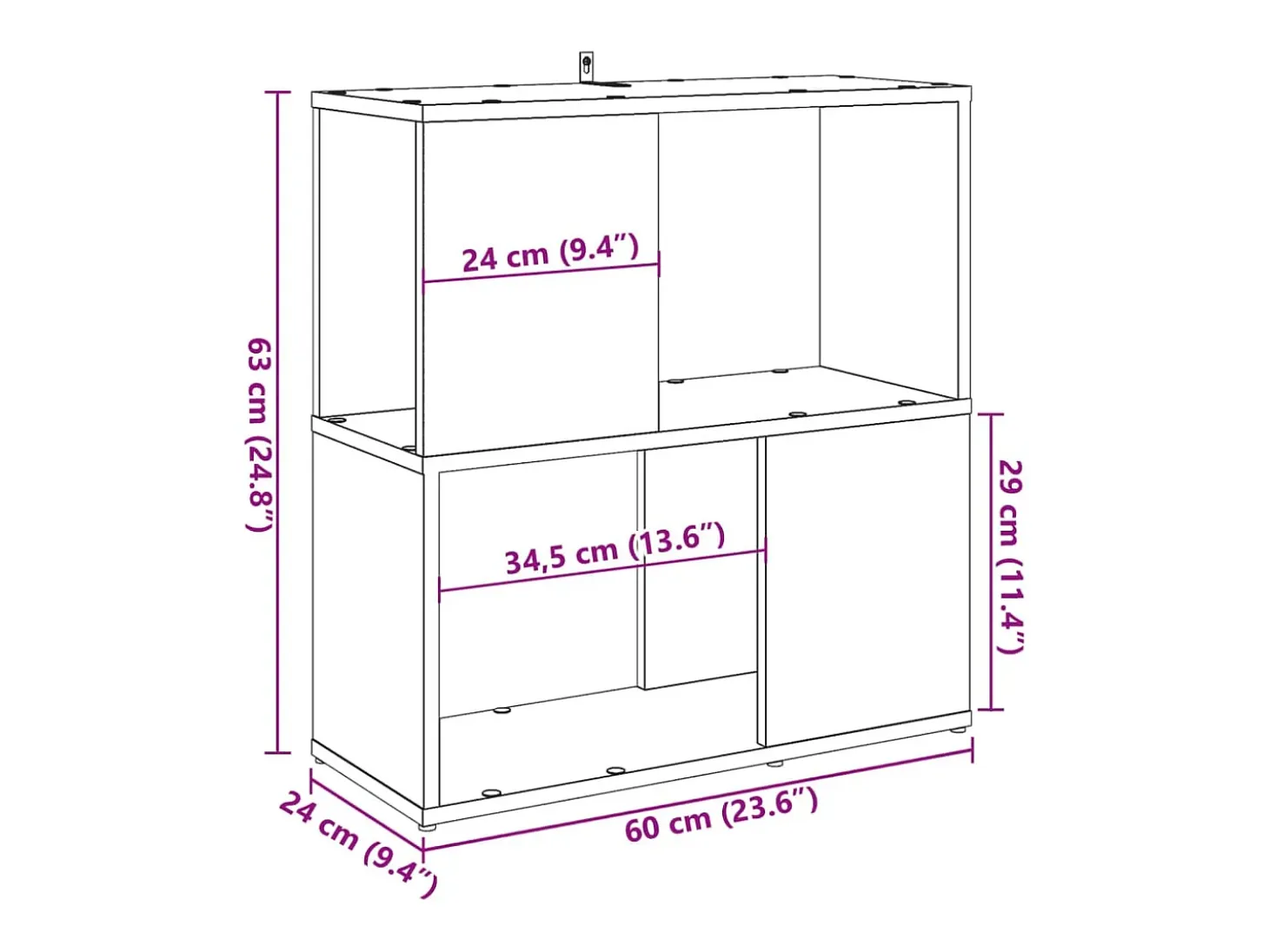 Librería de madera de ingeniería madera envejecida 60x24x63 cm