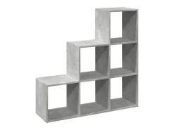 Librería divisor 3 niveles madera gris hormigón 99x29x99 cm