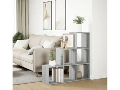 Librería divisor 3 niveles madera gris Sonoma 99x29x99 cm