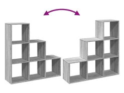 Librería divisor 3 niveles madera gris Sonoma 99x29x99 cm