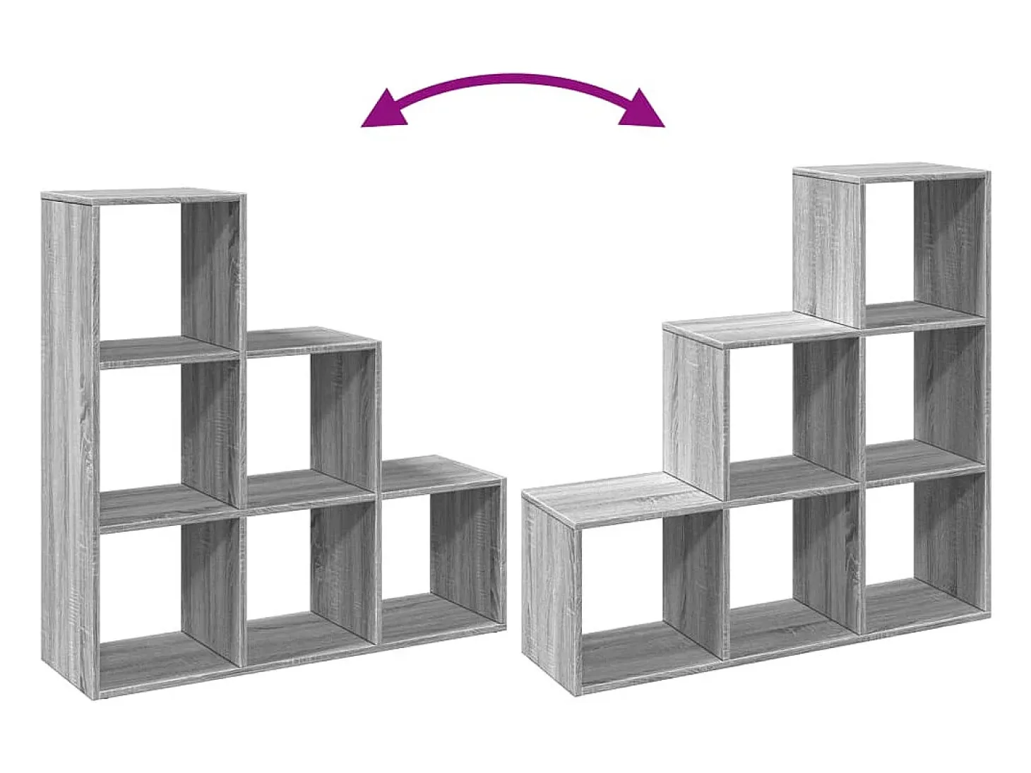 Librería divisor 3 niveles madera gris Sonoma 99x29x99 cm