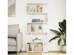 Librería divisor 5 niveles madera ingeniería blanco 70x24x161cm